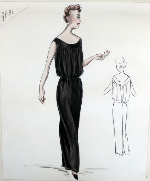 Эскизы коктейльных платьев 60-х годов